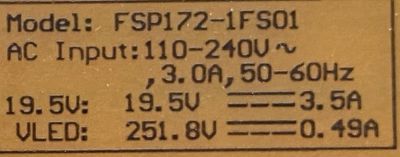 FUENTE PARA TV SONY / NUMERO DE PARTE 880400W00-525-G / FSP172-1FS01 / S4-MP-2202002524 / 21W096301 / 90C1720500 / 220102047 / PANEL SD650DUA-6 / MODELO KD-65X75K / KD65X75K - Imagen 2